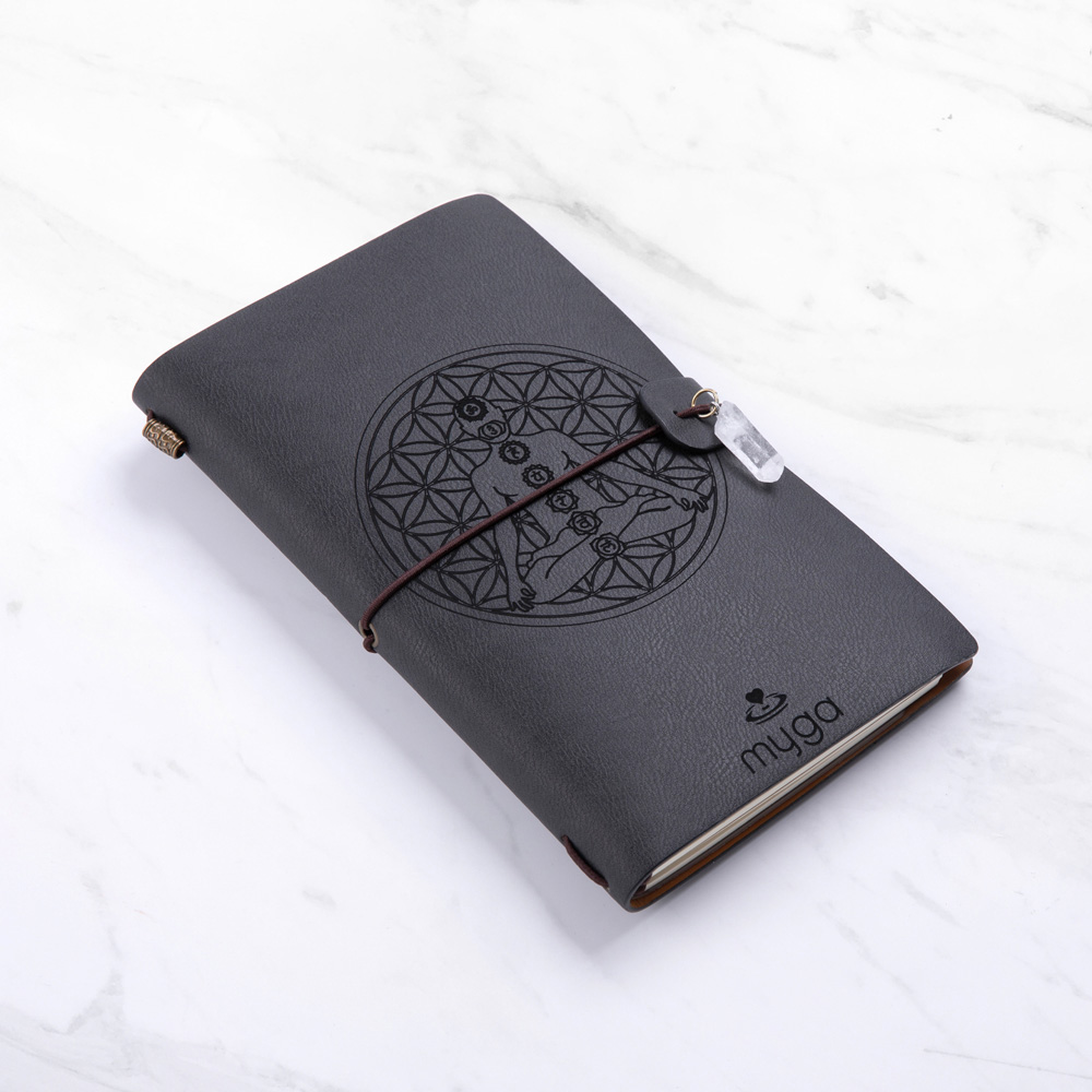 Myga Black Meditation Chakra Crystal Notebook Image 2