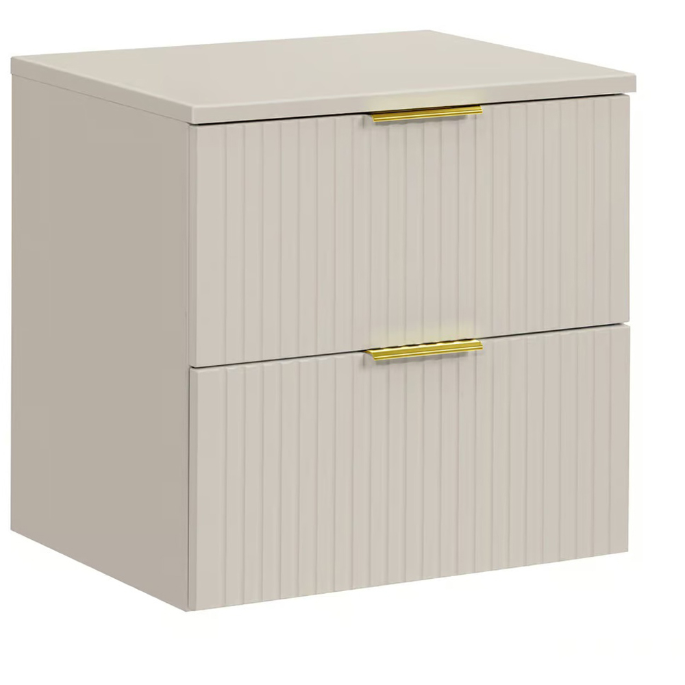 Impact Furniture Adel 2 Drawer Cashmere Beige Wall Hung Countertop Vanity Unit 600mm Image 2