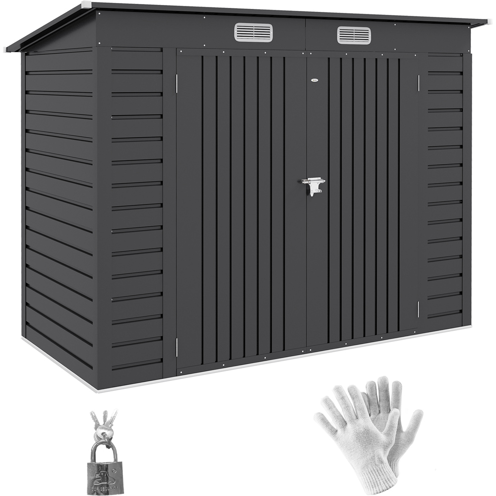 Outsunny 8 x 4ft Grey Double Door Garden Storage Shed Image 3