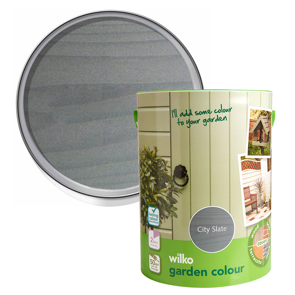 Wilko Garden Colour City Slate Wood Paint 5L Image 1