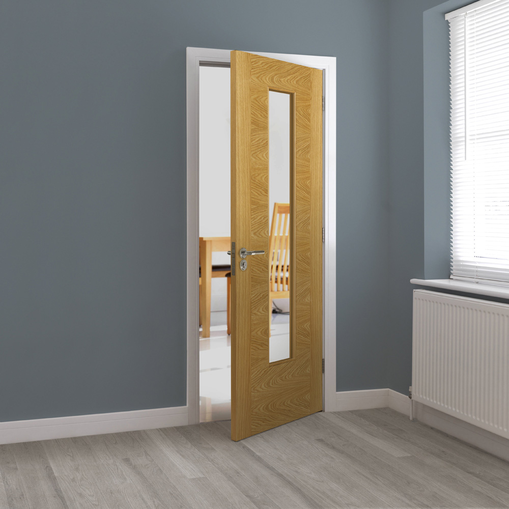 JB Kind Ostria Contemporary Flush Oak Glazed Internal Door 1981 x 838mm Image 2