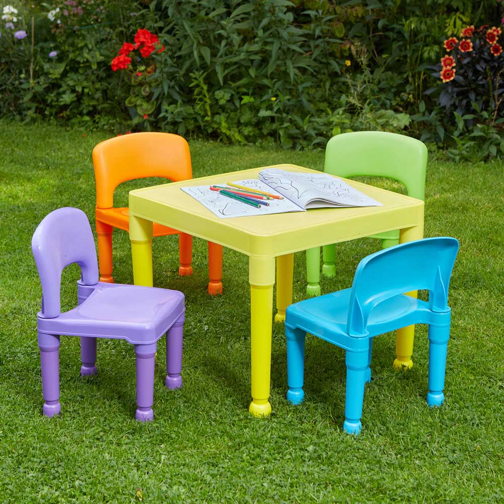 Liberty House Toys Kids Multicoloured Plastic Table and 4 Chairs Set Image 3