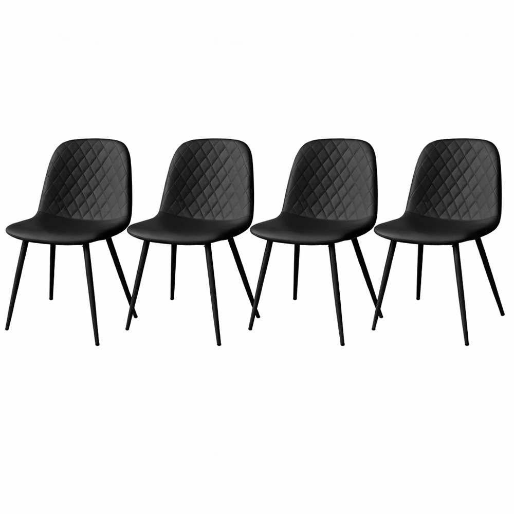 Kosy Koala Set of 4 Black Faux Leather Diamond Stitch Dining Chair Image 3