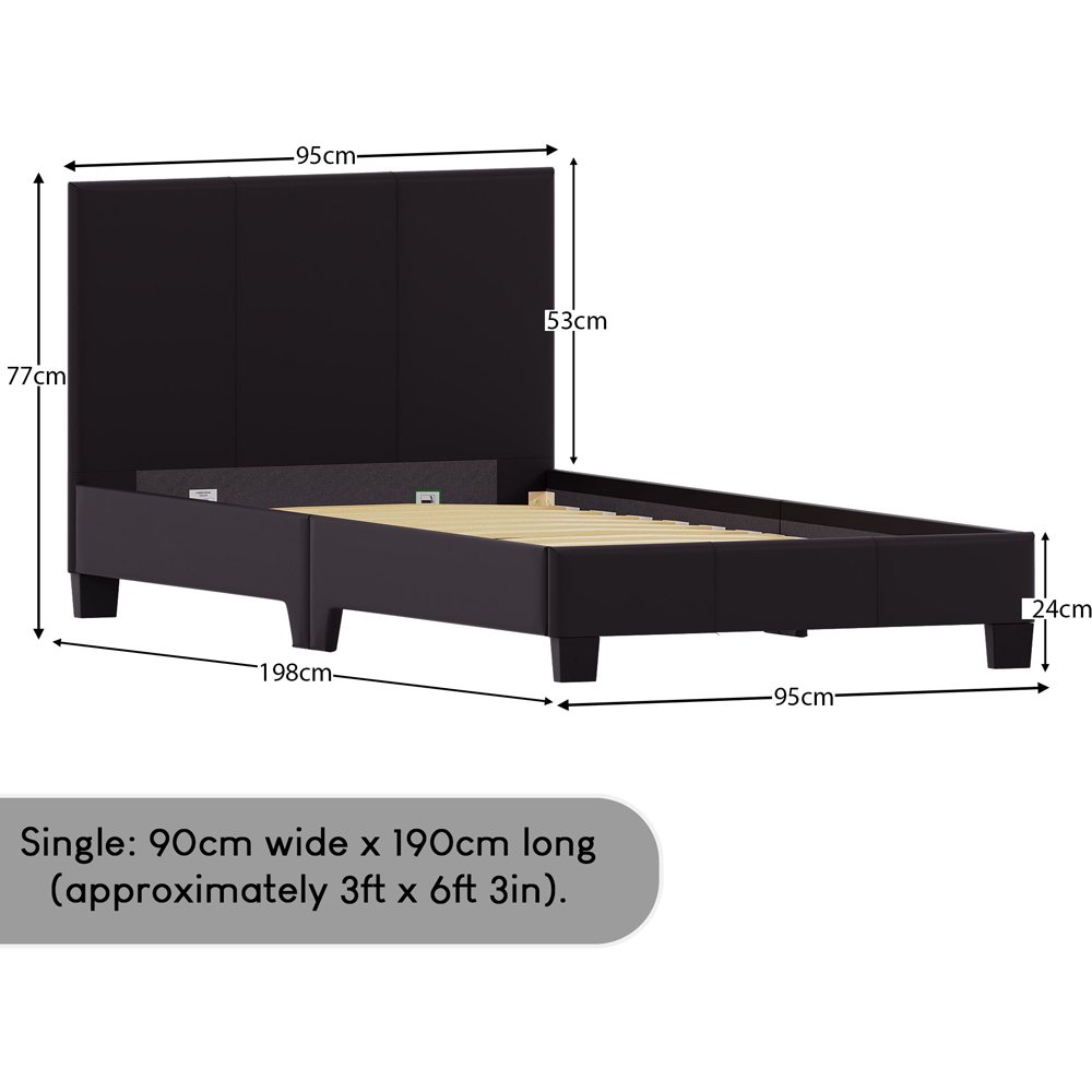 VIDA DESIGNS Lisbon Single Brown Faux Leather Bed with Gel Memory Foam Mattress Image 9