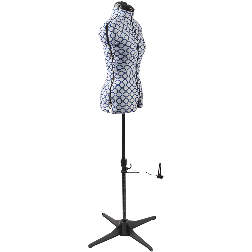Sewing Online FG264 Blue Geometric Print Adjustable 8-Part Dressmakers Dummy Trouser Form Medium Image 1