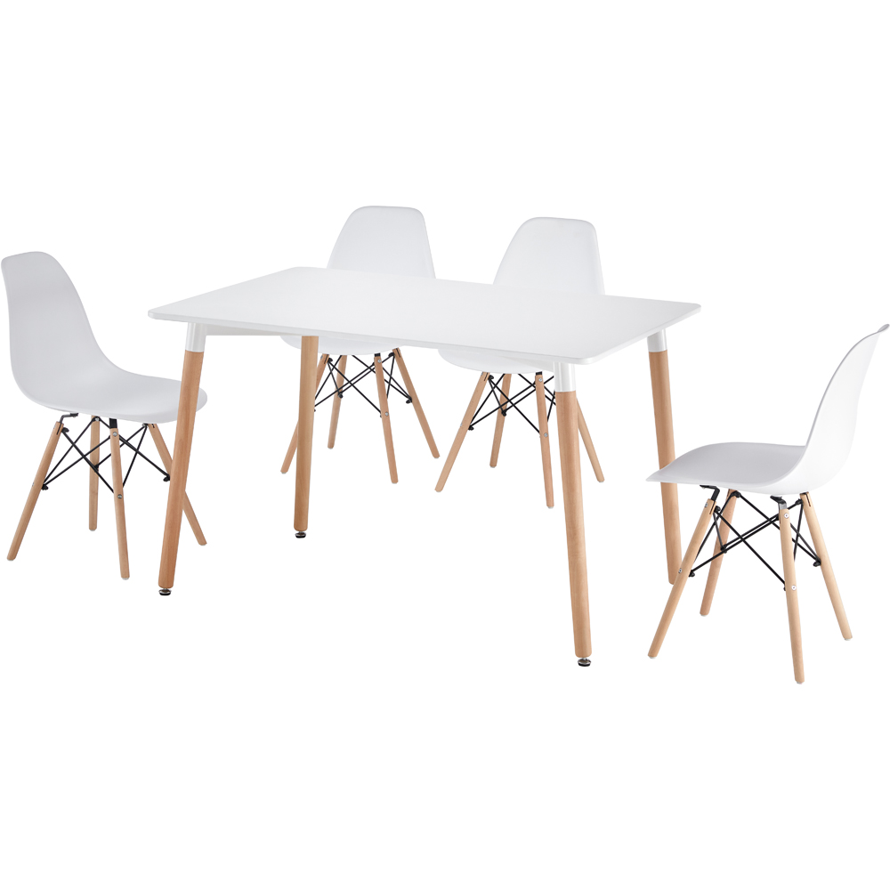 Comfy Living 4 Seater Metal Detailing Dining Set White Image 2