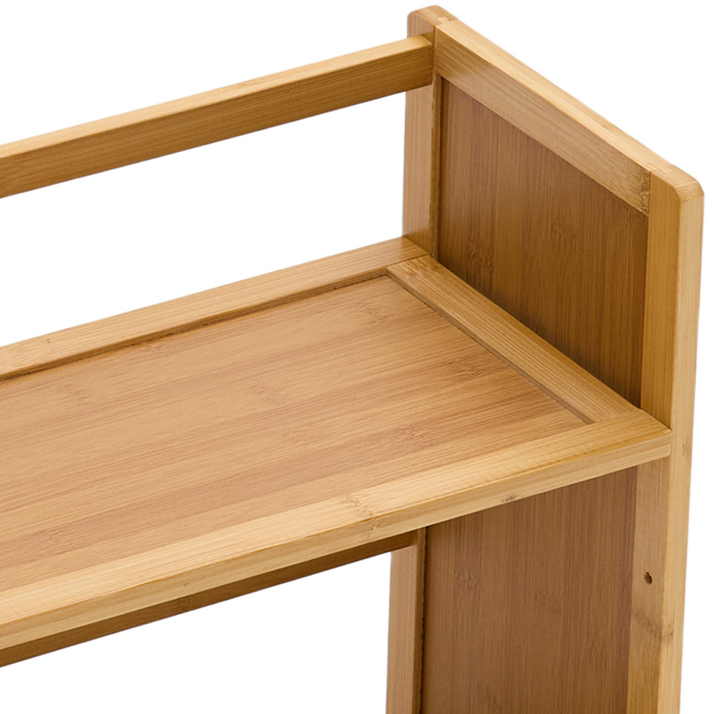 Living and Home 2 Shelf Natural Bamboo Desktop Bookshelf with Guardrail ...