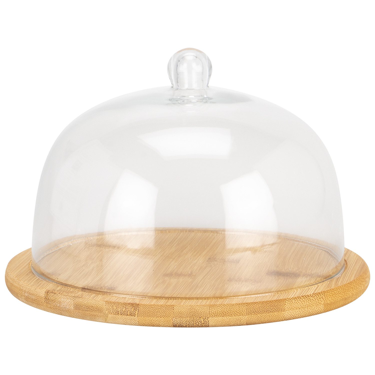 Bamboo Cheese Board with Glass Domed Lid Image 1
