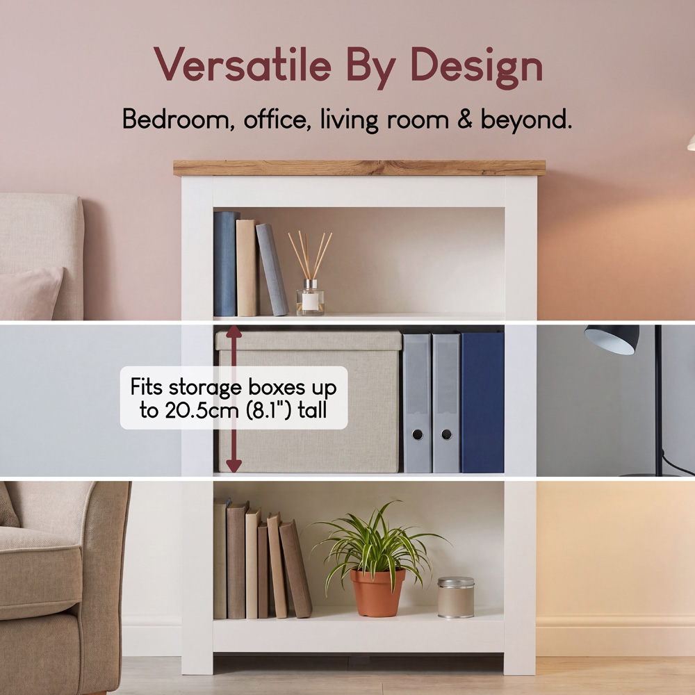 VIDA DESIGNS Arlington 3 Shelf White Bookcase Image 6