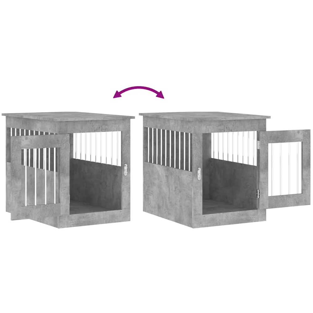 vidaXL Concrete Grey Processed Wood Dog Crate Furniture 55 x 75 x 65cm Image 9