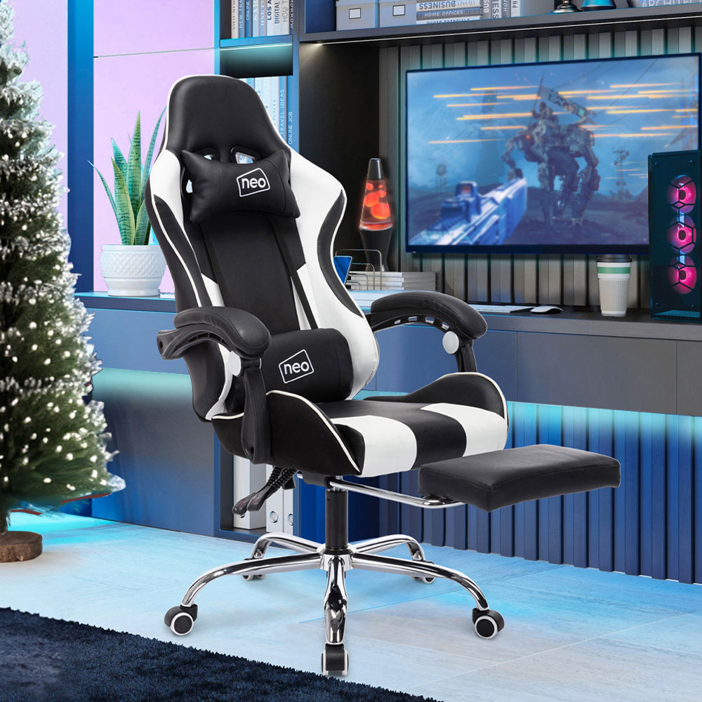 Neo White PU Leather Swivel Massage Office Chair Image 1