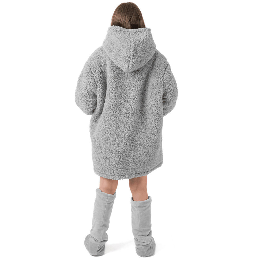 Velosso Teddy Fleece Hoodie Oversize Grey Image 3