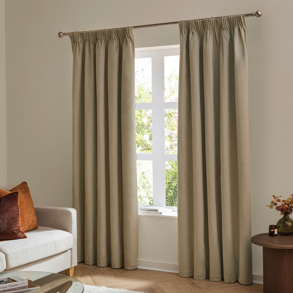 Furn The Ultimate Mocha Velvet Fully Lined Pencil Pleat Curtains 168 x 183cm Image 1