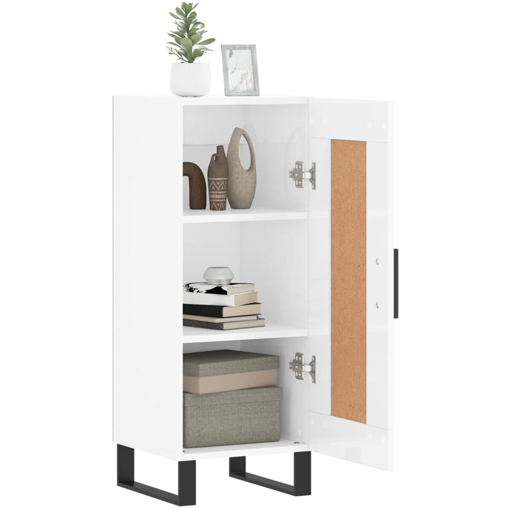 vidaXL Single Door High Gloss White Sideboard Image 4