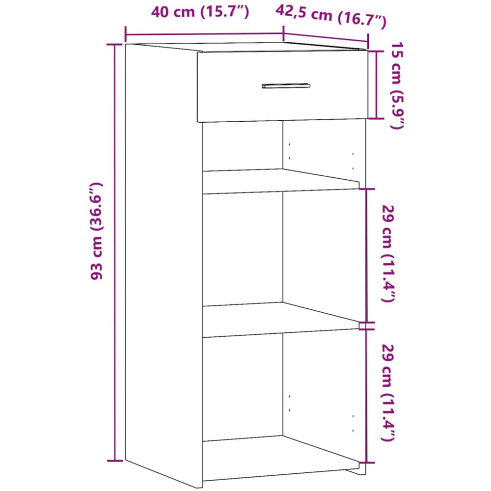 vidaXL Single Drawer 3 Shelf Sonoma Oak Sideboard Image 9