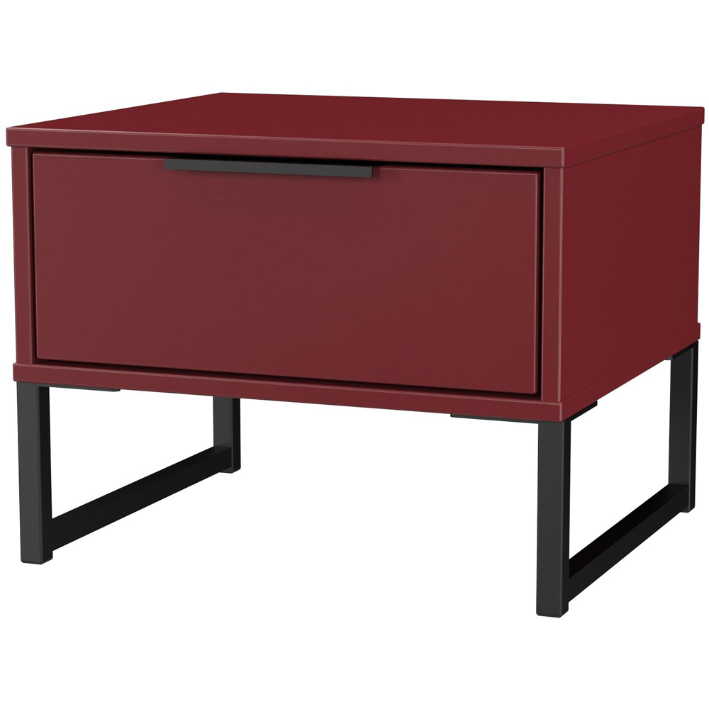 Crowndale Hong Kong Single Drawer Red Matt Side Table Ready Assembled Image 2
