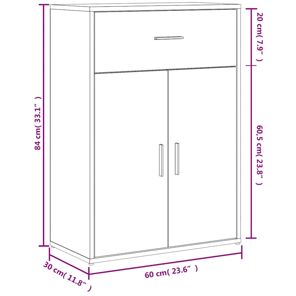 vidaXL 2 Door Single Drawer Smoked Oak Sideboard Set of 2 Image 9