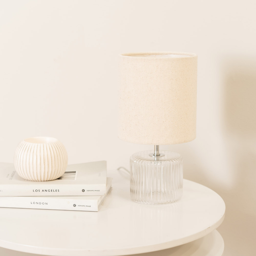 ValueLights Betty Natural Shade Clear Glass LED Table Lamp Image 3