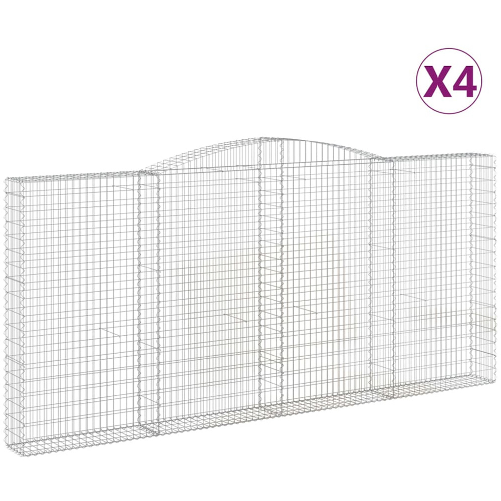 vidaXL Silver Galvanised Iron Gabion Basket 400 x 30 x 180/200cm 4 Pack Image 4