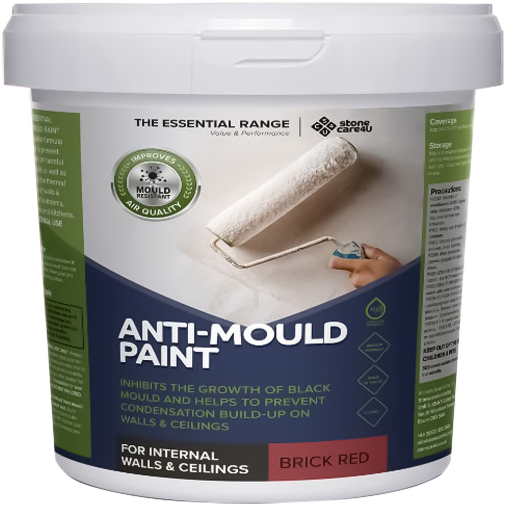 StoneCare4U Essential Walls & Ceilings Brick Red Matt Anti Mould Paint 5L Image 2