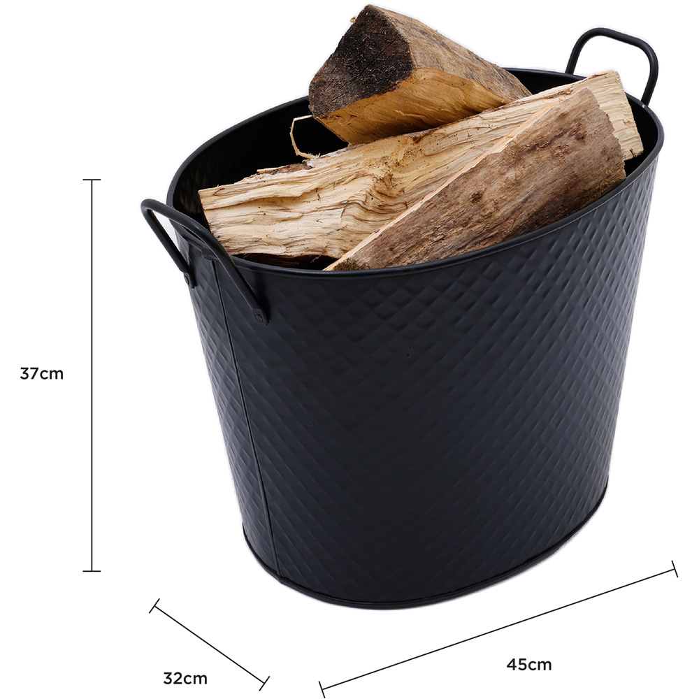 Charles Bentley Small Black Diamond Embossed Oval Bucket Image 9