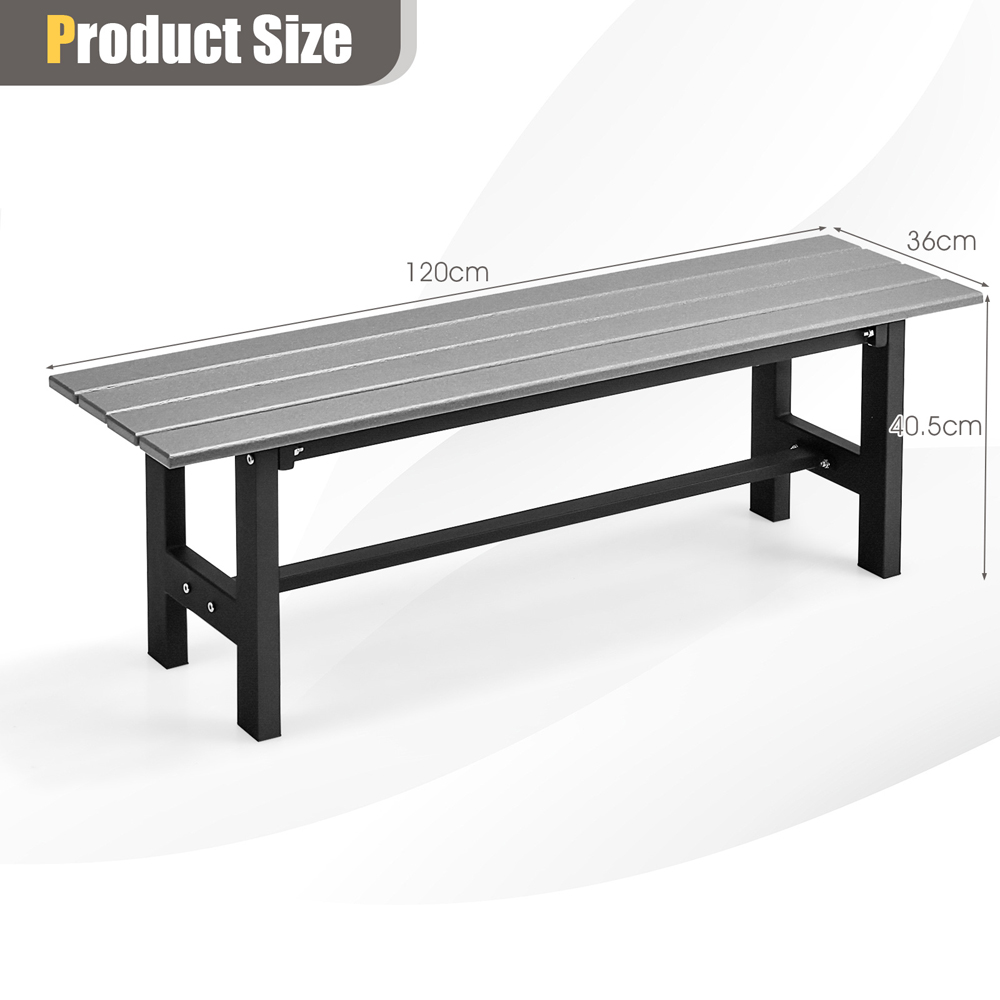 Costway 2 Seater Grey Outdoor Bench with Slatted Seat Image 8