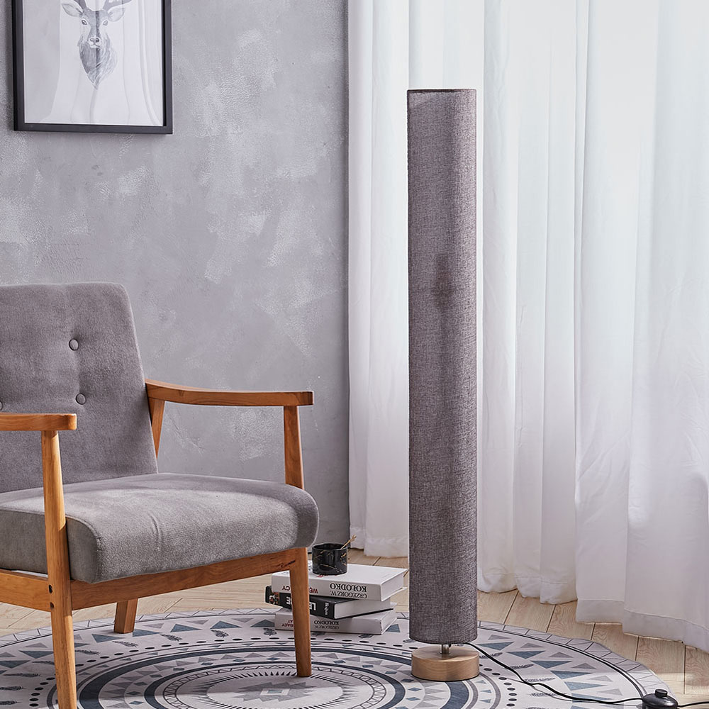 Living and Home Grey Wooden Column Floor Standing Lamp 120 x 15cm Image 4