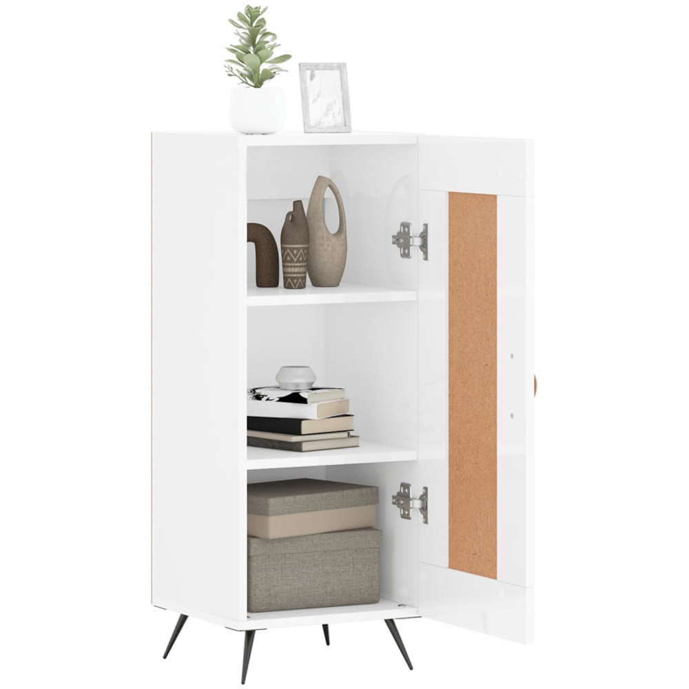 vidaXL Single Door High Gloss White Narrow Sideboard Image 4