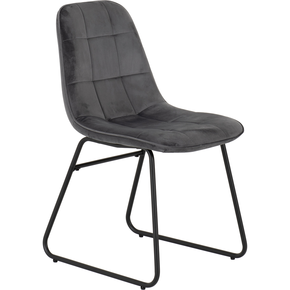 Seconique Lukas Set of 2 Grey Velvet Dining Chair Image 2