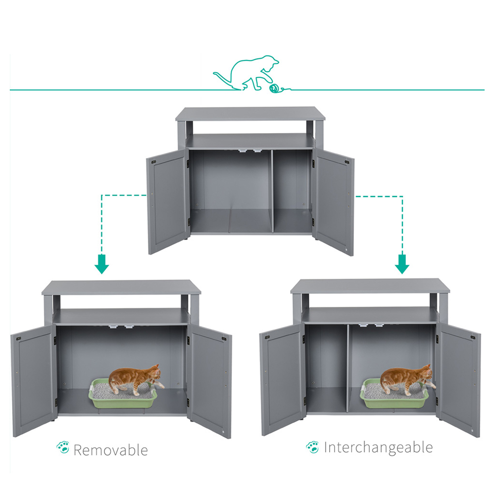 PawHut Enclosure Grey Cat Litter Box 76 x 51 x 66cm Image 4