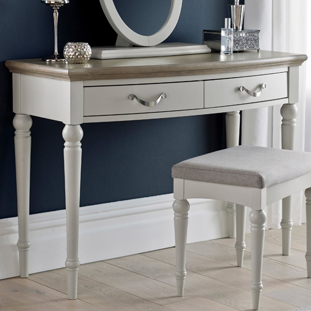 Bentley Designs Montreux 2 Drawer Grey Washed Oak and Soft Grey Dressing Table Image 1