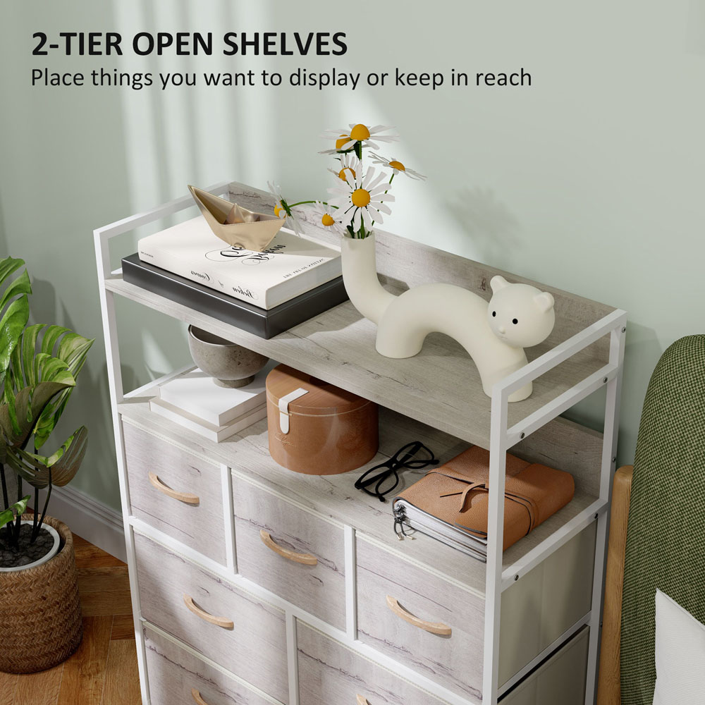 HOMCOM 7 Drawer Natural Bedroom Chest of Drawers Image 5