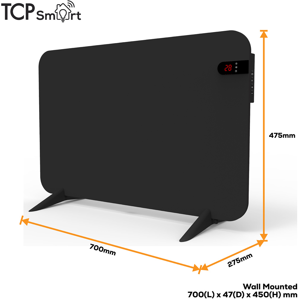 TCP Smart Black Infrared Panel Heater with Energy Monitoring 400W Image 9