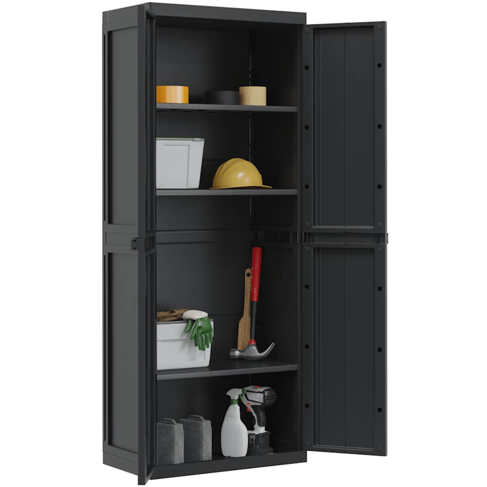 vidaXL 2 Door Black Outdoor Storage Cabinet Image 4