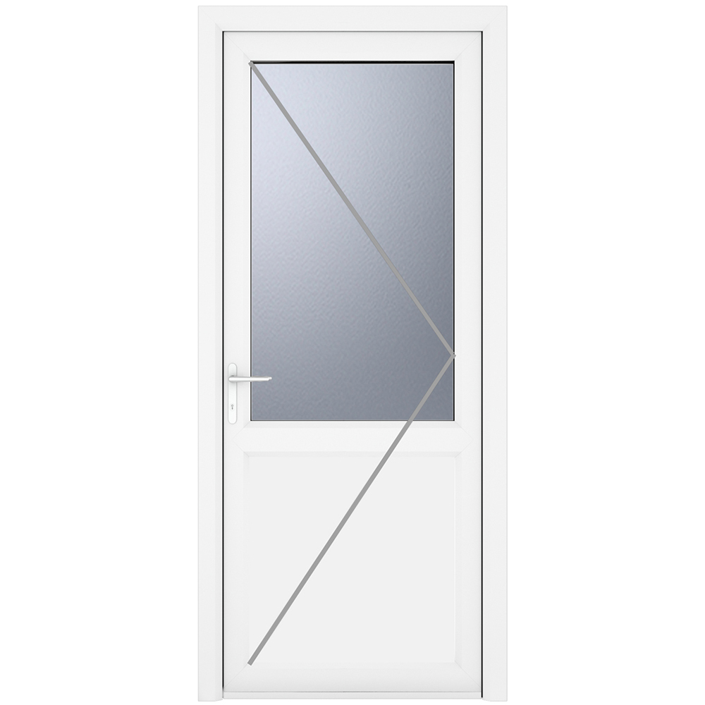 Crystal uPVC Double Glazed White Door Half Glass Half panel Right hand Obscure Glass 840x2090mm Image 2