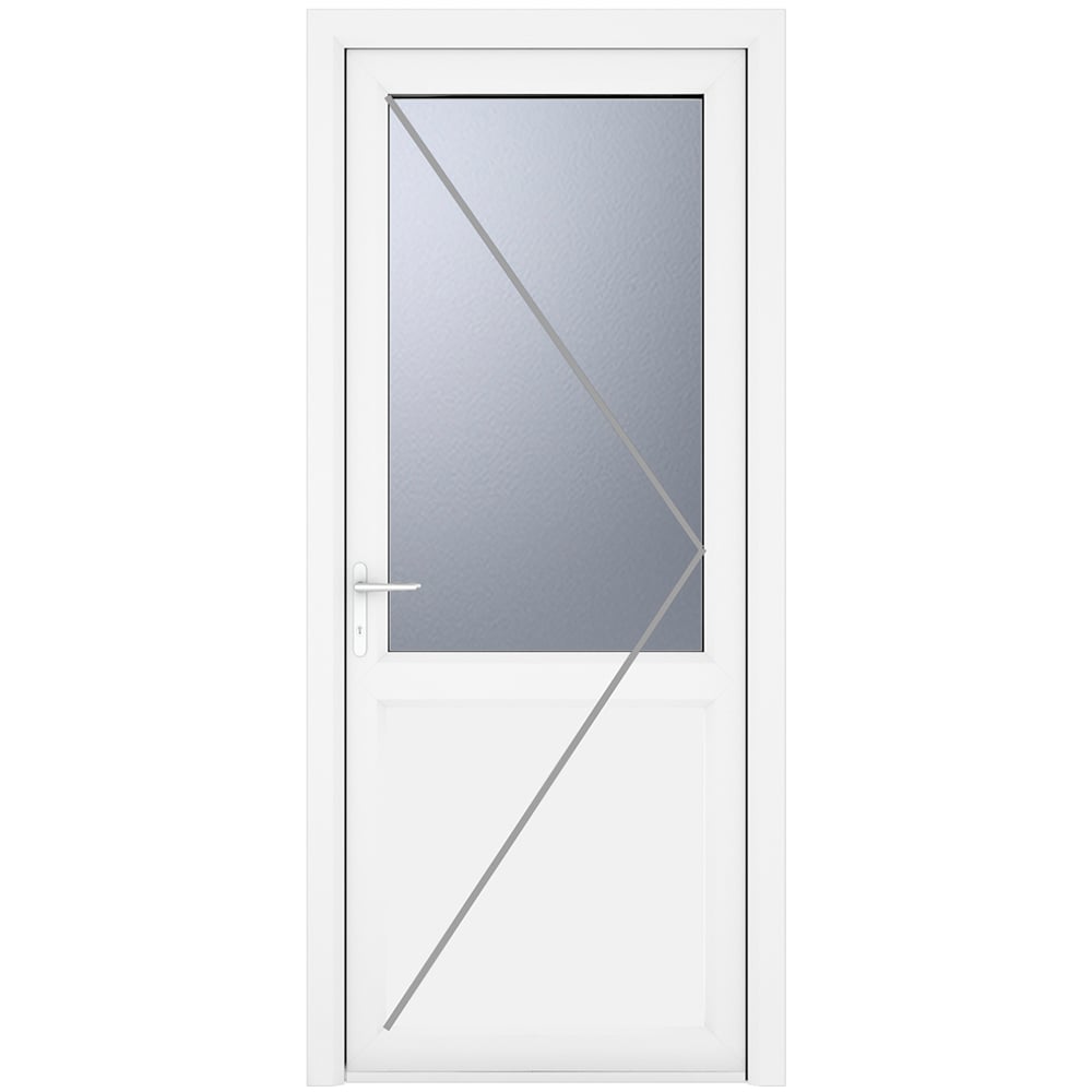 Crystal uPVC Triple Glazed Door Half Glass Half panel Right hand White Obscure Glass 920x2090mm Image 2
