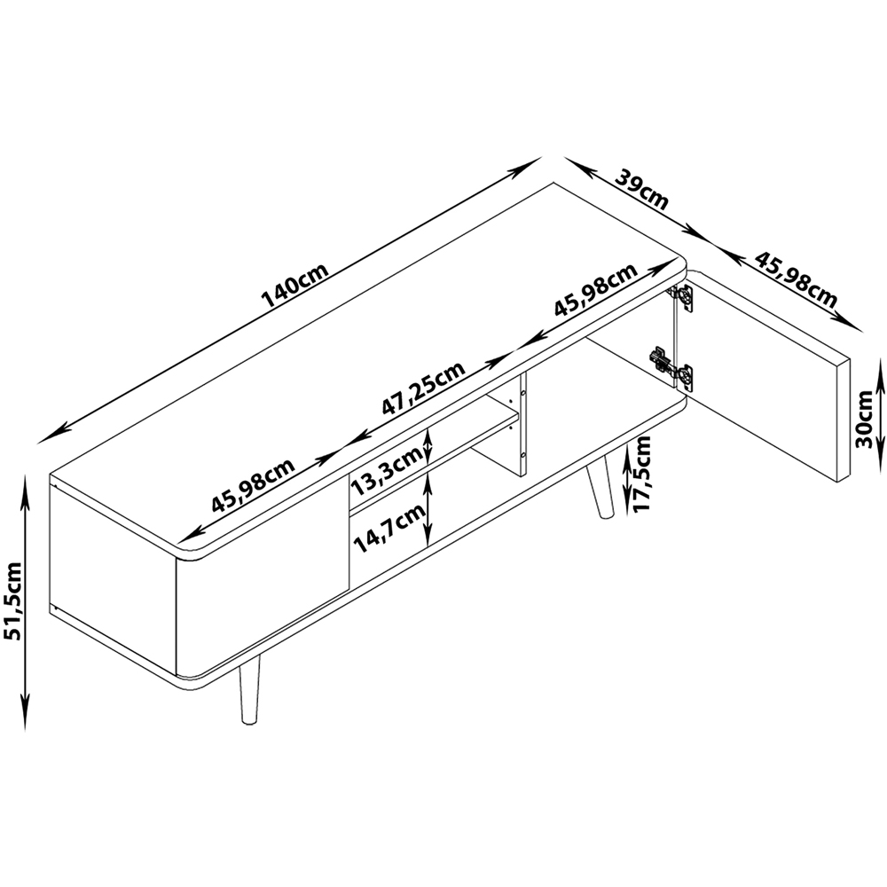 Loft24 Alandra 2 Door 2 Shelf White Oak TV Stand Image 8
