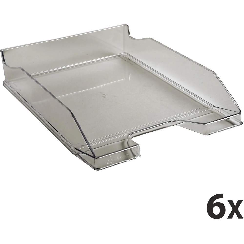 Exacompta Transparent Grey Gloss Letter Tray 6 Pack Image 4