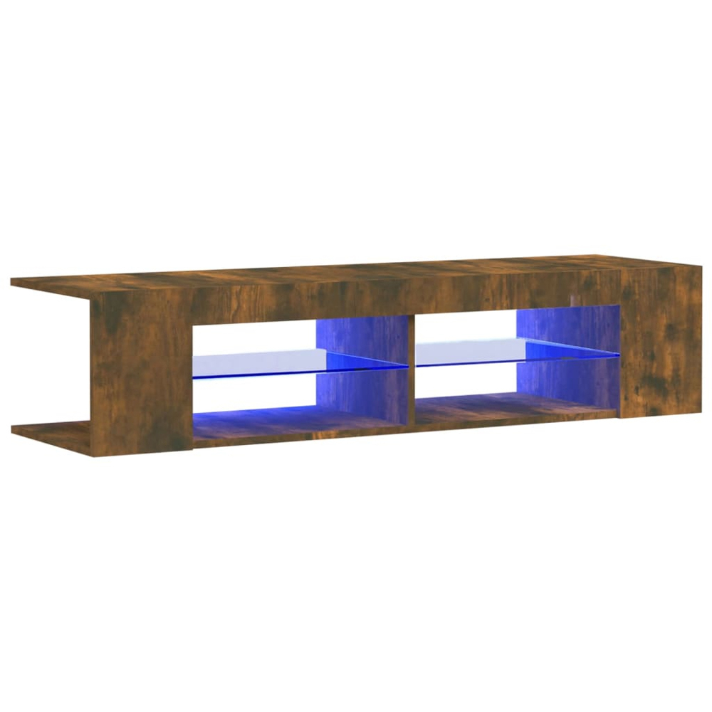 vidaXL 6 Shelf Smoked Oak TV Cabinet with LED Lights Image 2