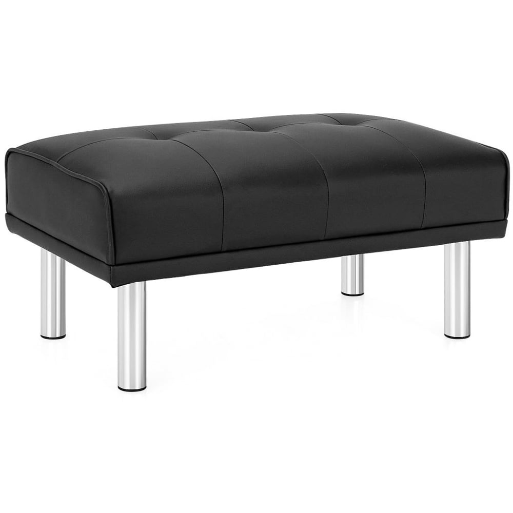 Costway Black Leather Tufted Upholstered Ottoman Bench Image 2