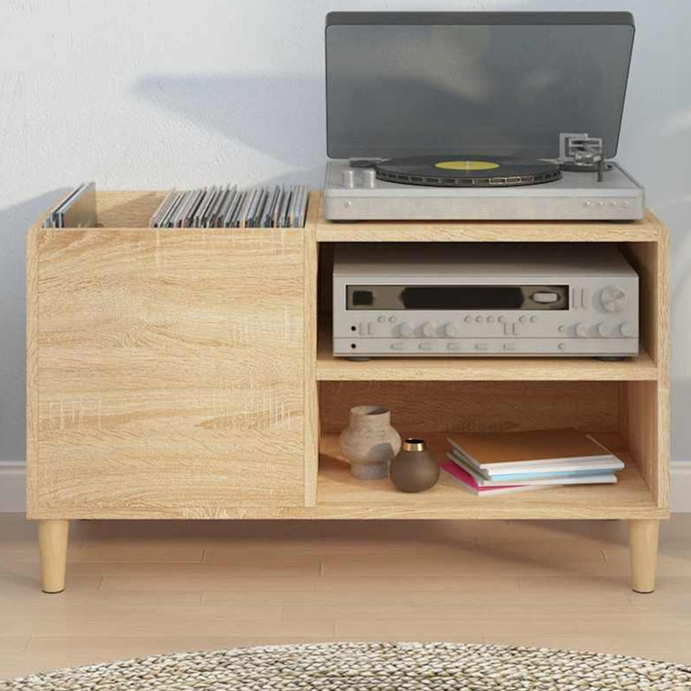vidaXL 2 Shelf Sonoma Oak Record Cabinet Image 1