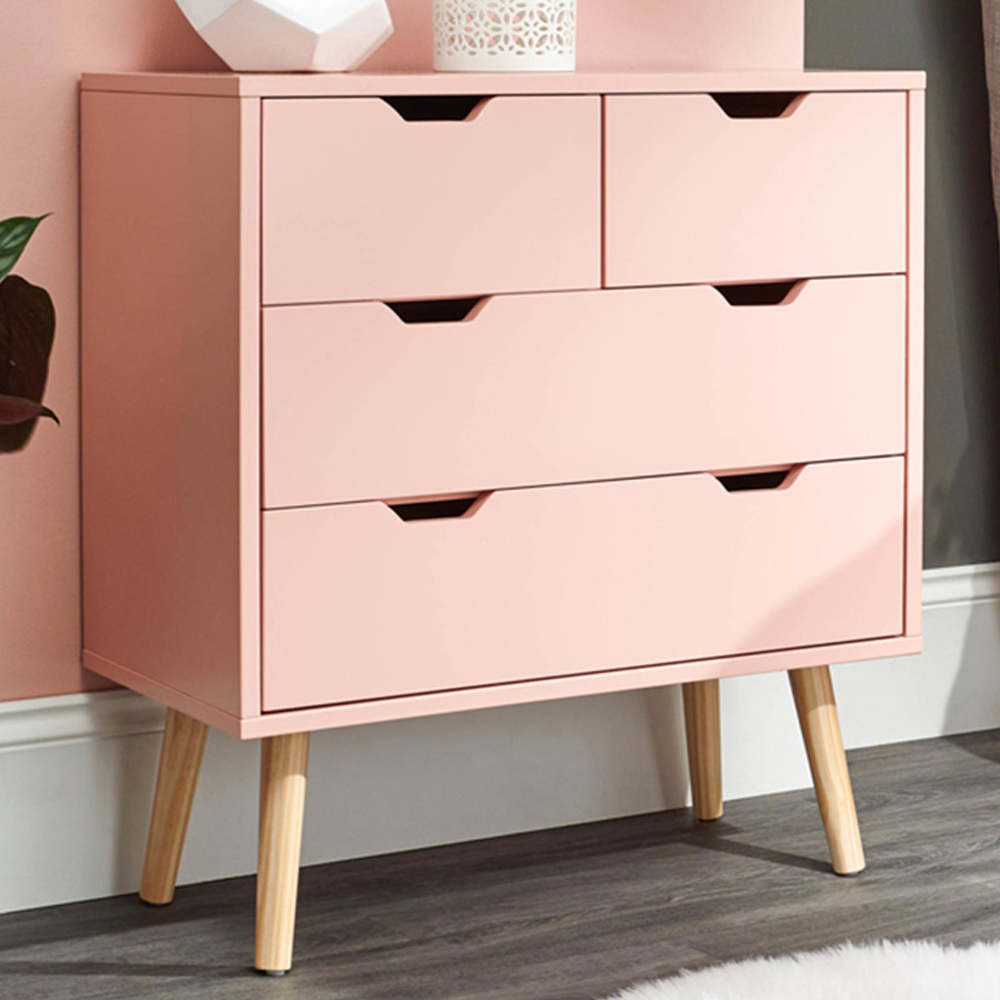 GFW Nyborg 4 Drawer Coral Pink Chest of Drawers Image 1