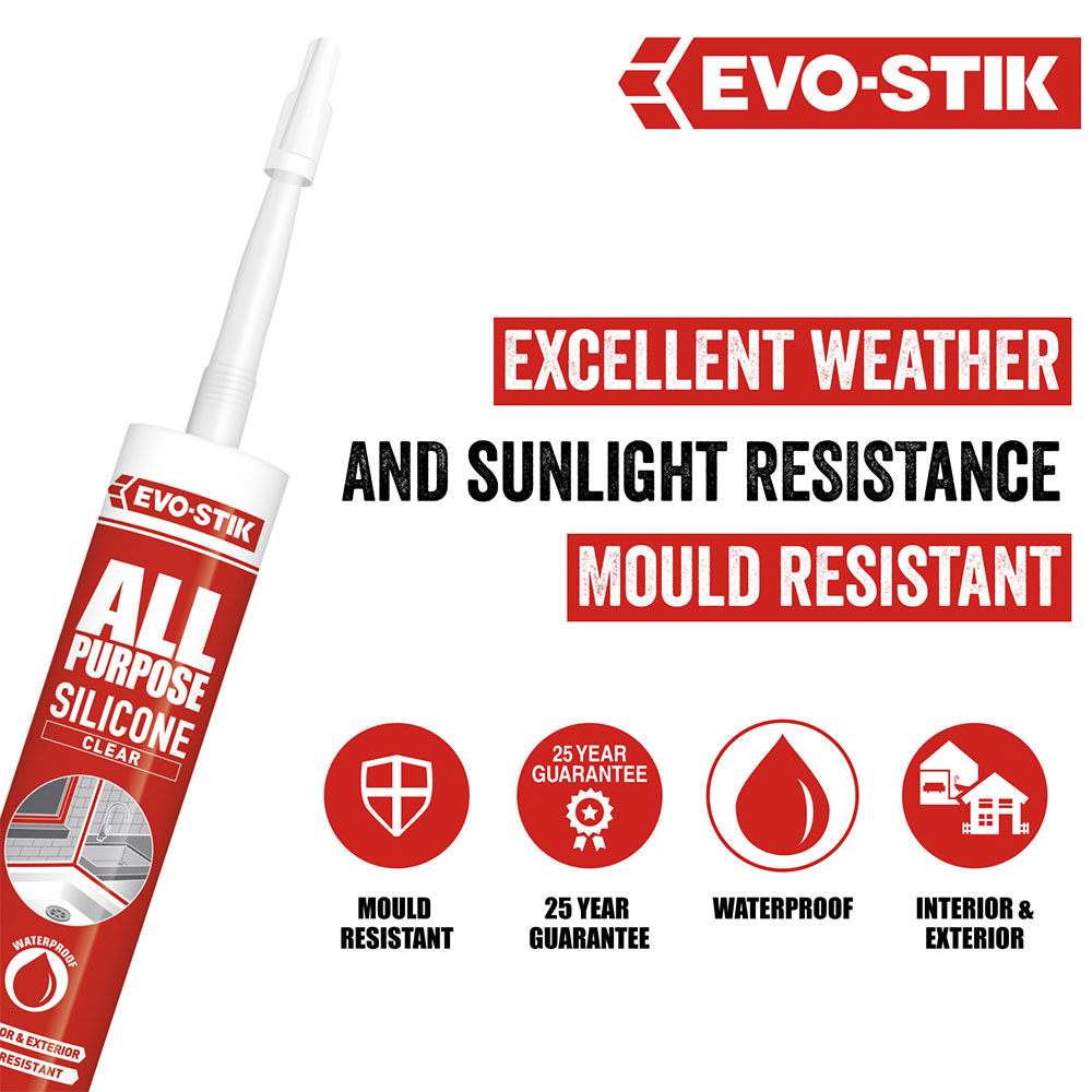 Evo-Stik Clear All Purpose Silicone Sealant Image 2