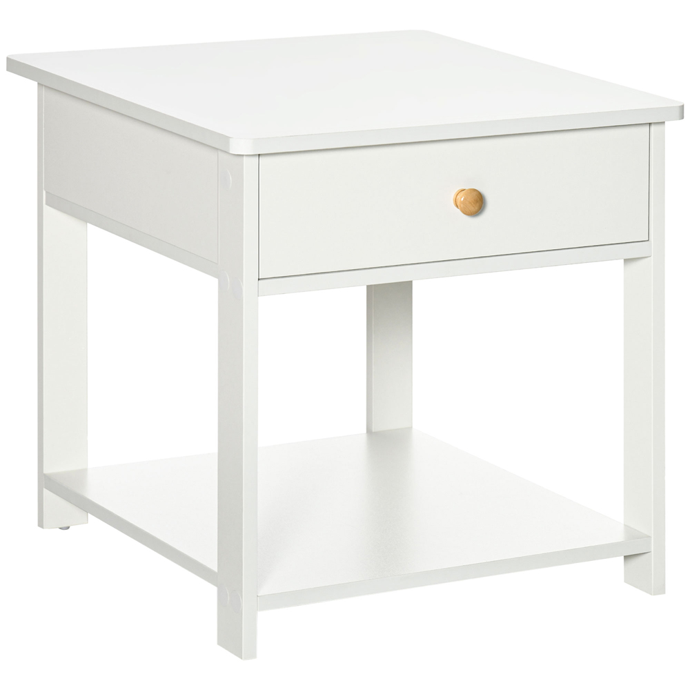 Portland Single Drawer and Bottom Shelf White Bedside Table Image 2