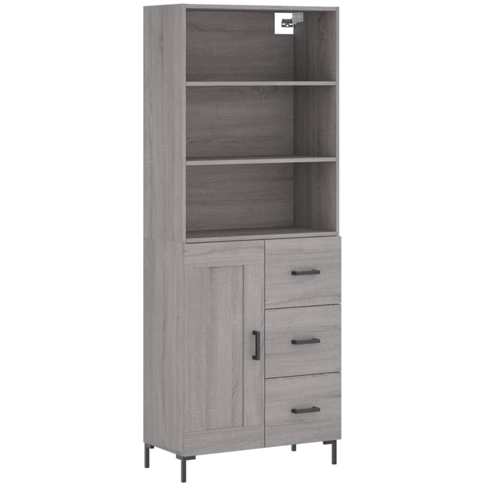 vidaXL Single Door 3 Drawer 3 Shelf Grey Sonoma Tall Highboard Image 2