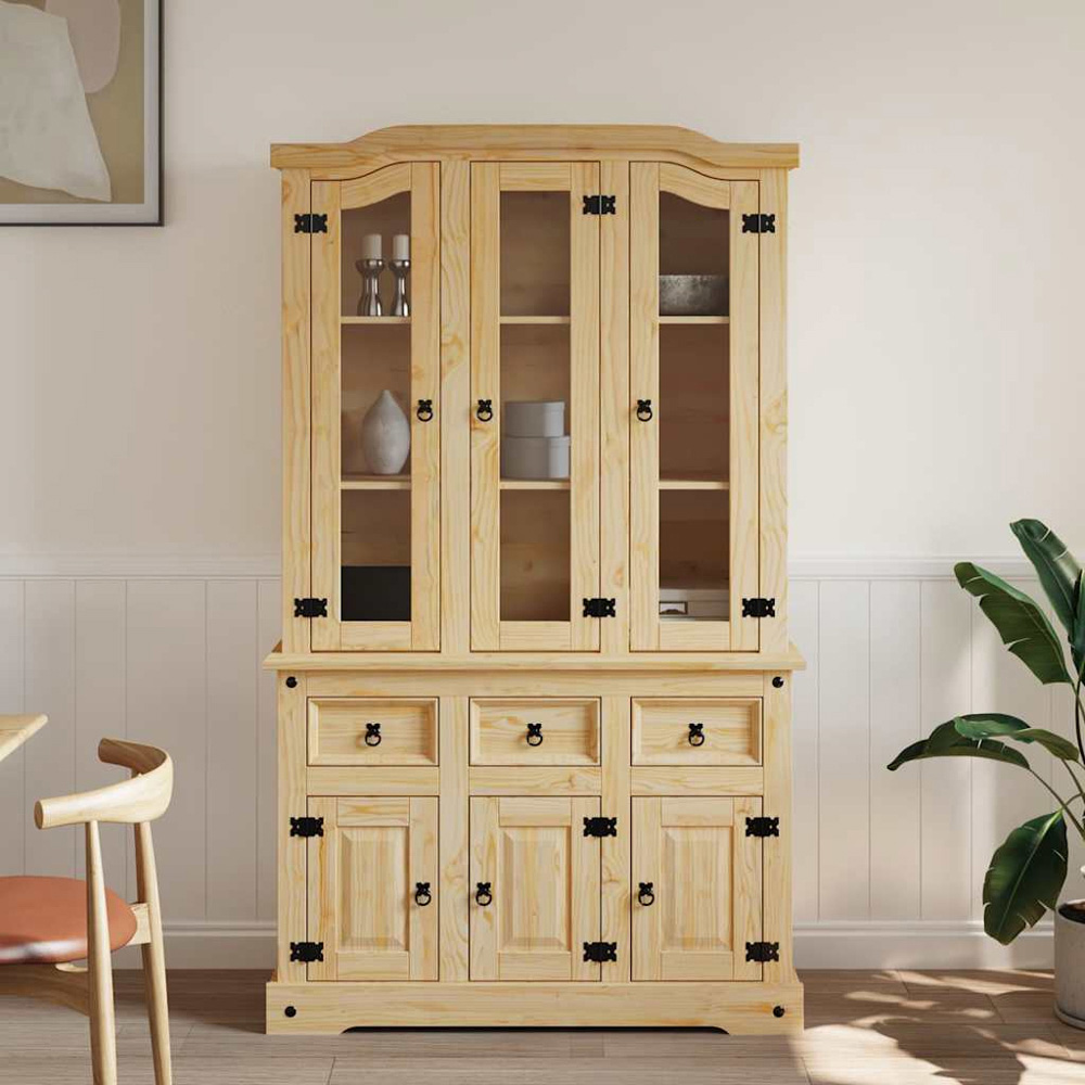 vidaXL Corona 6 Door 3 Drawer Brown Solid Pine Wood Highboard Image 8