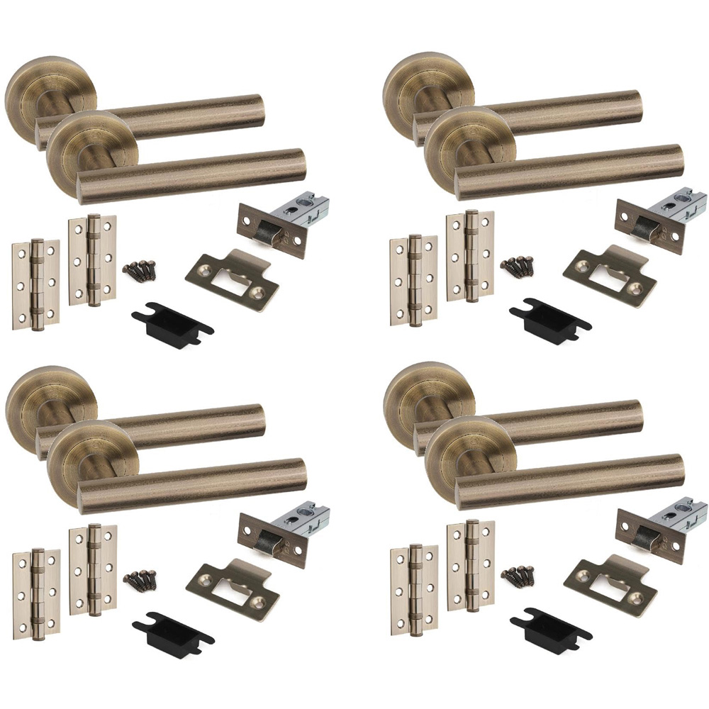 Golden Grace Antique Brass Straight T-Bar Handles Set 4 Pack Image 1