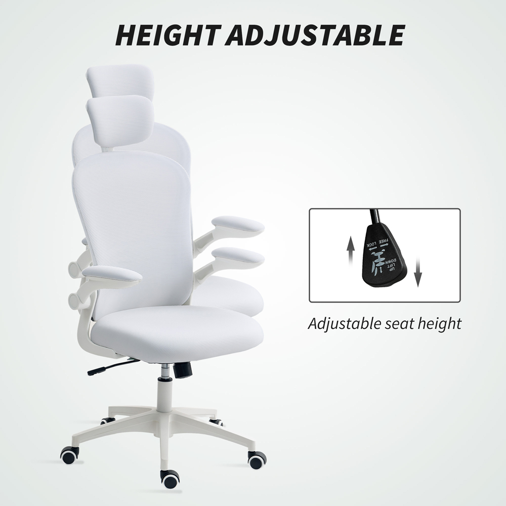Vinsetto White Ergonomic Mesh Office Chair with Headrest Image 4