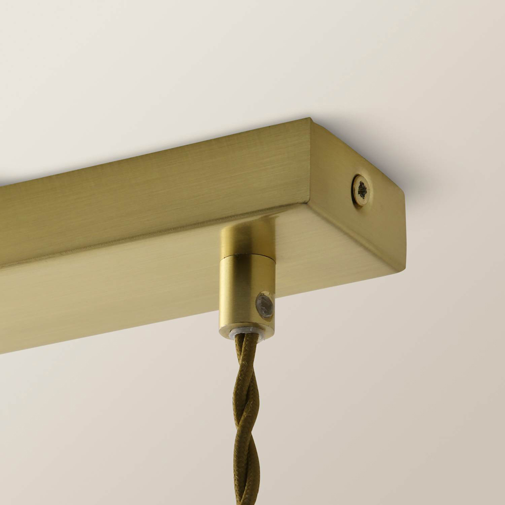 ValueLights Cheltenham Ribbed Shades Brushed Gold 3 Drop Bar Ceiling Light with Bulbs Image 3