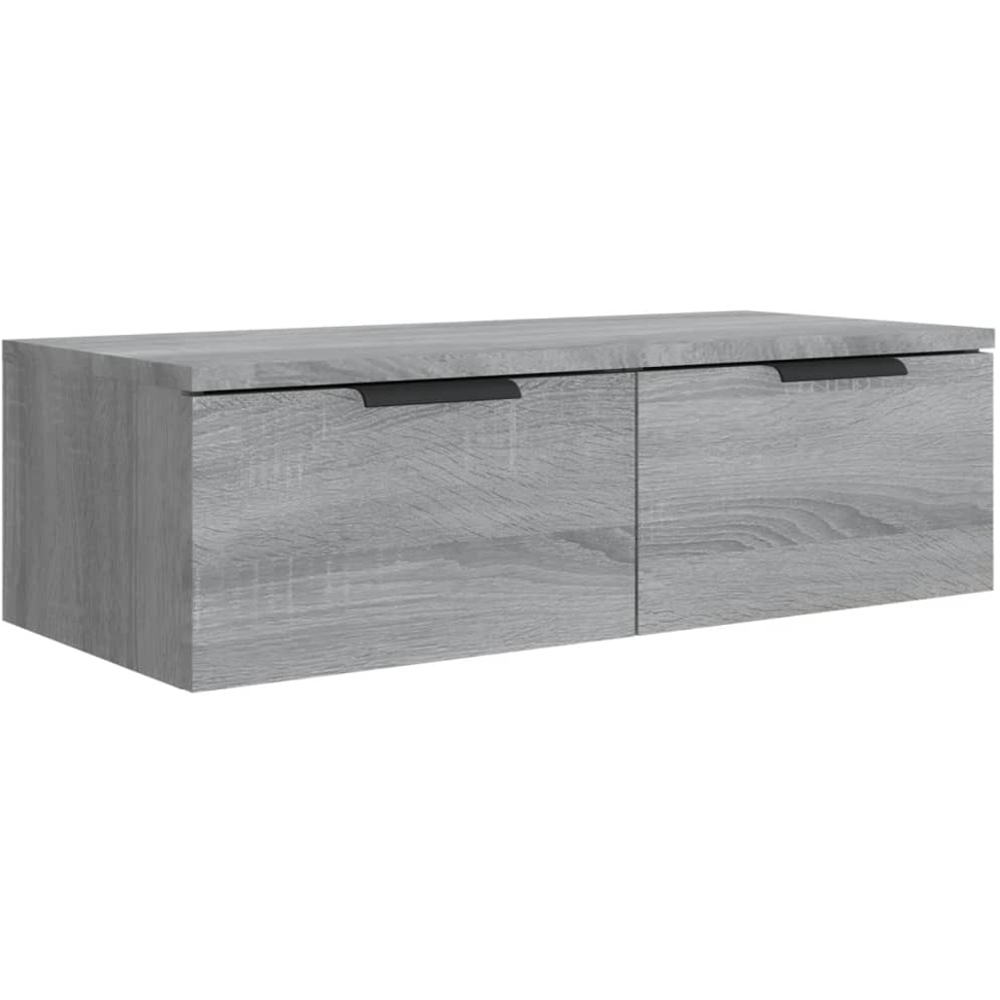 vidaXL 2 Drawer Grey Sonoma Wooden Wall Cabinet Image 2